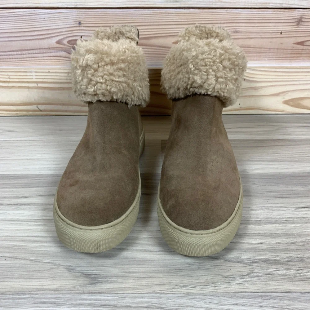 Cougar Devon Ankle‎ Boots Womens 8 Tan Waterproof Suede Shearling Sneaker Boot